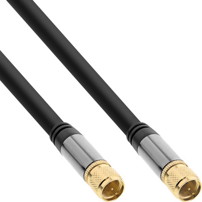 InLine® Premium SAT-Kabel, 4x geschirmt, 2x F-Stecker, >110dB, schwarz, 0,5m