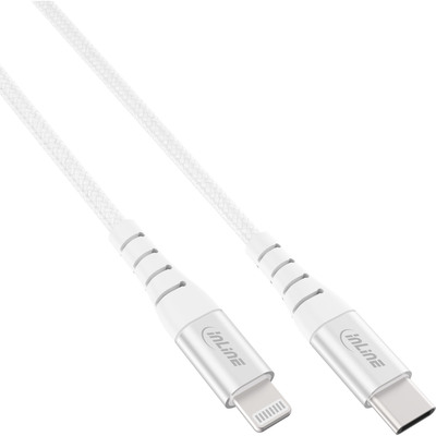 InLine® USB-C Lightning Kabel, für iPad, iPhone, iPod, silber/Alu, 2m MFi