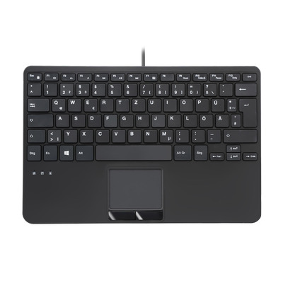 Perixx PERIBOARD-525 DE B, Mini-USB-Tastatur mit Touchpad, schwarz (Produktbild 1)